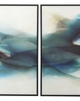 September Desert - Modern Watercolor Art (Set of 2) - Blue