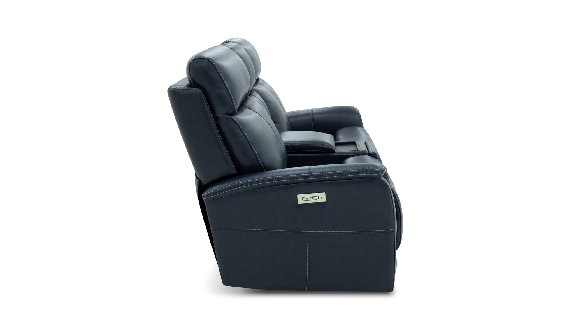 View - Power Reclining Loveseat With Console, Power Headrest &amp; Lumbar