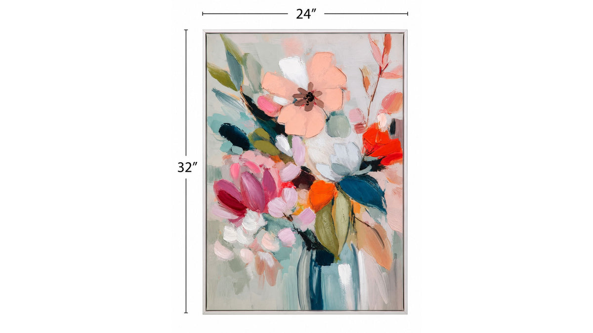 Spring Bouquet Framed Canvas - Pink