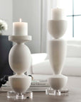 Lido - Stone Candleholders (Set of 2) - White