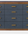 Melange - Geneva Accent Drawer Chest - Blue / Medium Walnut