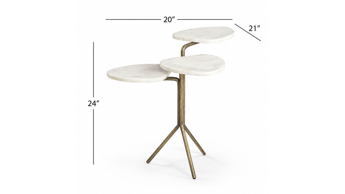 Alpine - Accent Table - Brass / White