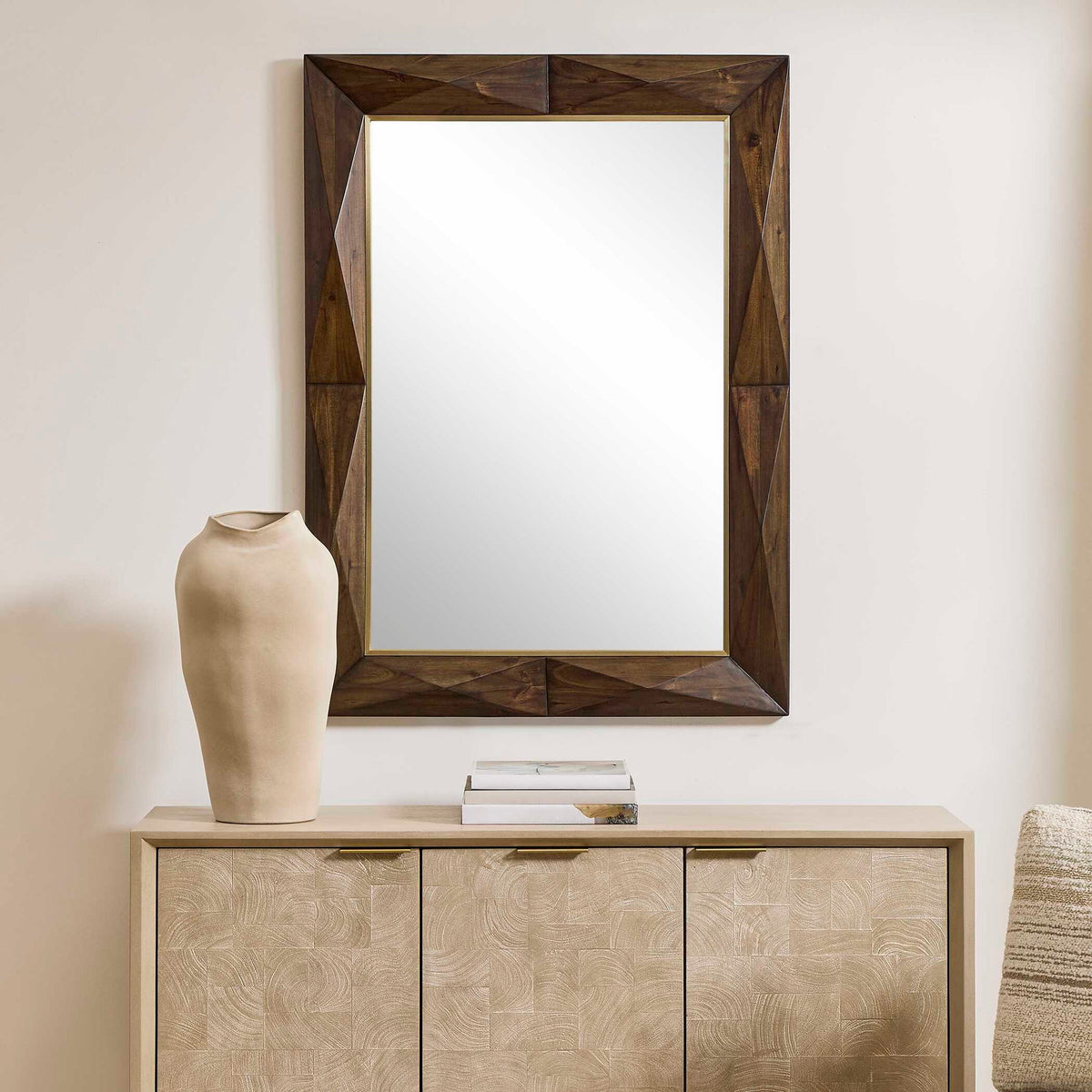 Diamond In The Rough - Wood Mirror - Gold / Woodtone