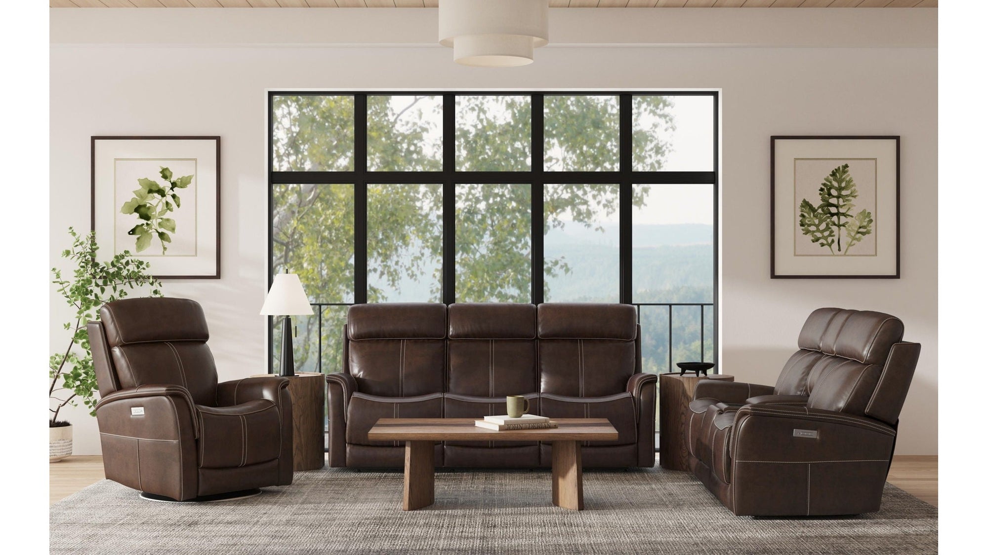 View - Power Reclining Loveseat With Console, Power Headrest &amp; Lumbar