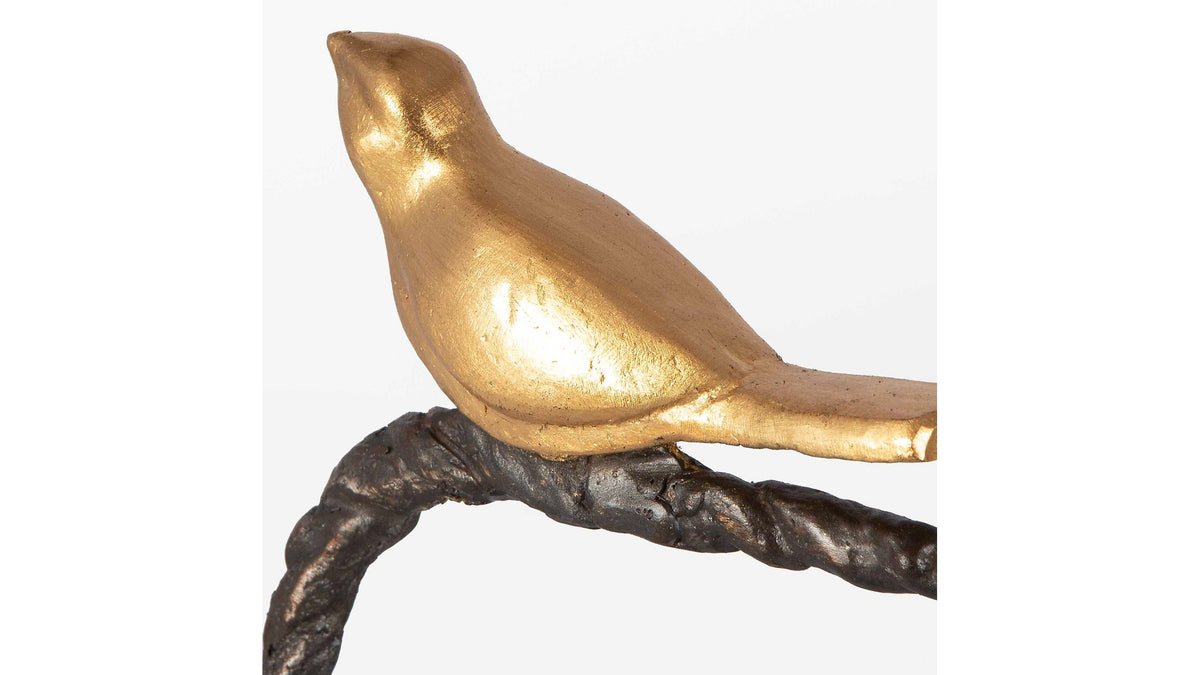 Birds On A Limb - Sculpture - Black &amp; Gold