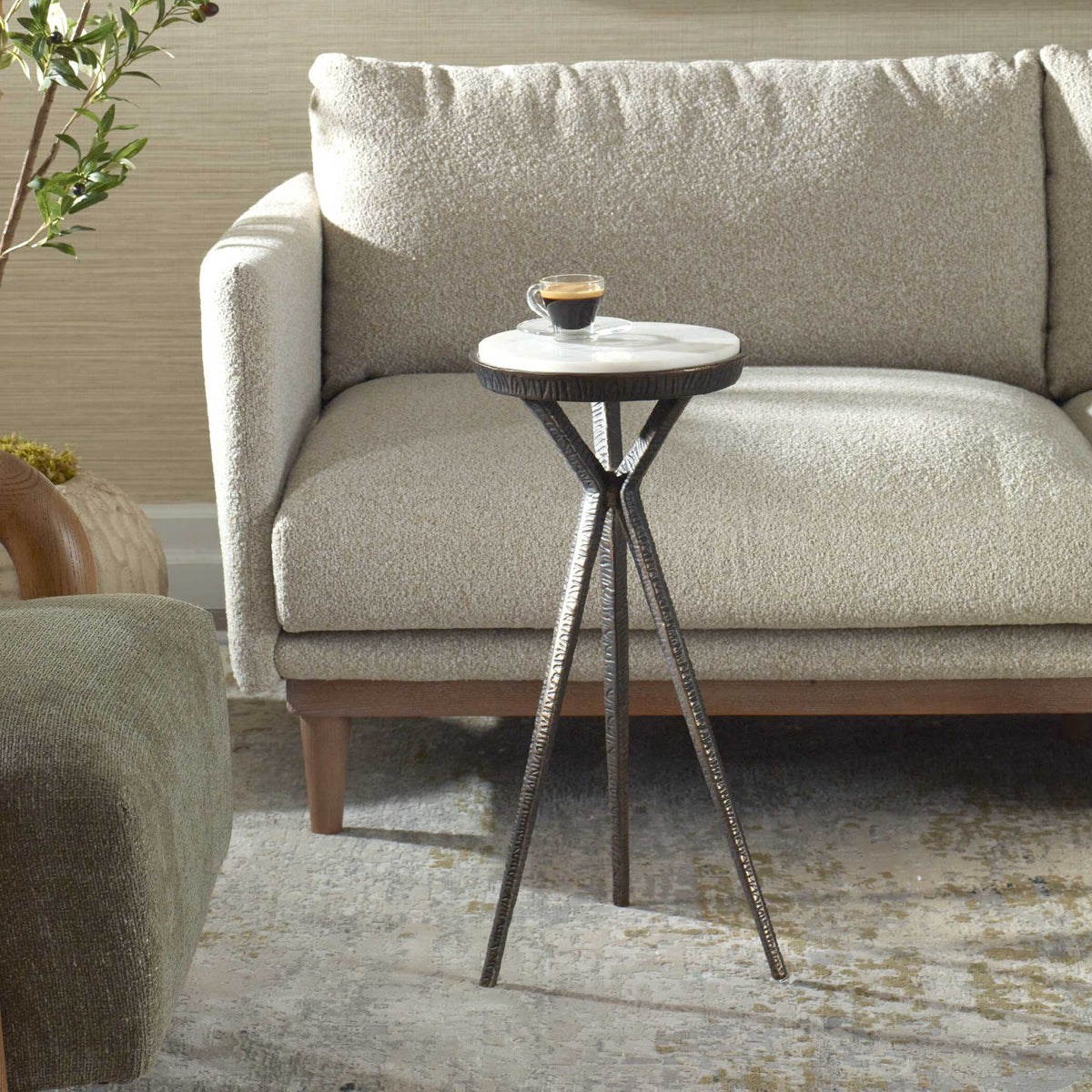 Tilton - Marble Accent Table - Black / White