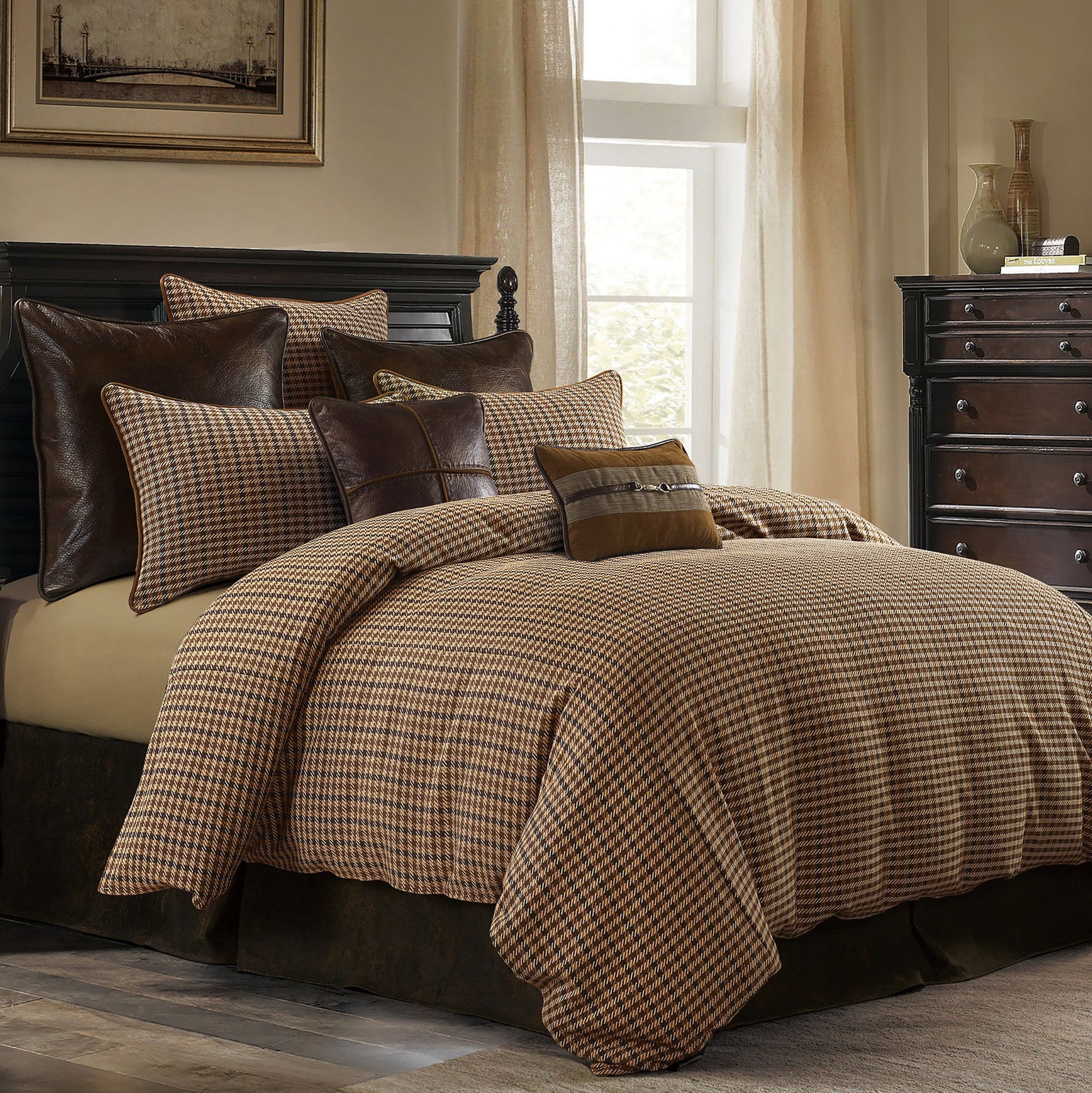 Clifton - Full Comforter Set (Set of 3) - Brown / Green / Cream