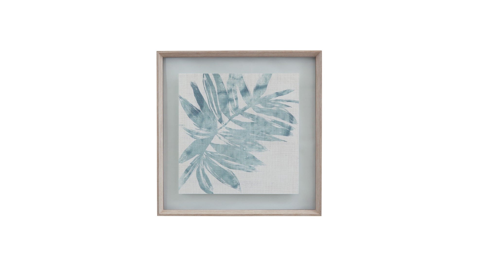 Burlap Ocean Palm I Framed Print - Light Blue