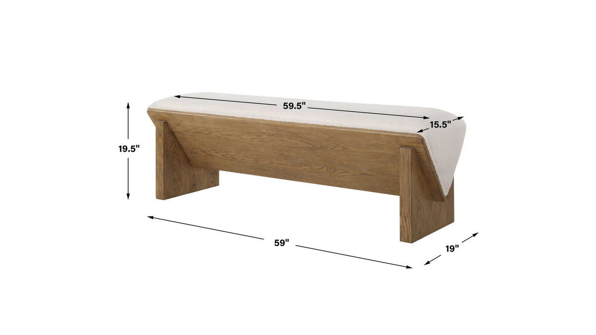 Wedged - Ivory Fabric Bench