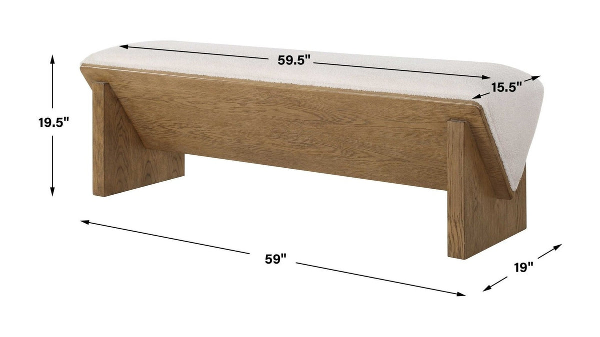 Wedged - Ivory Fabric Bench