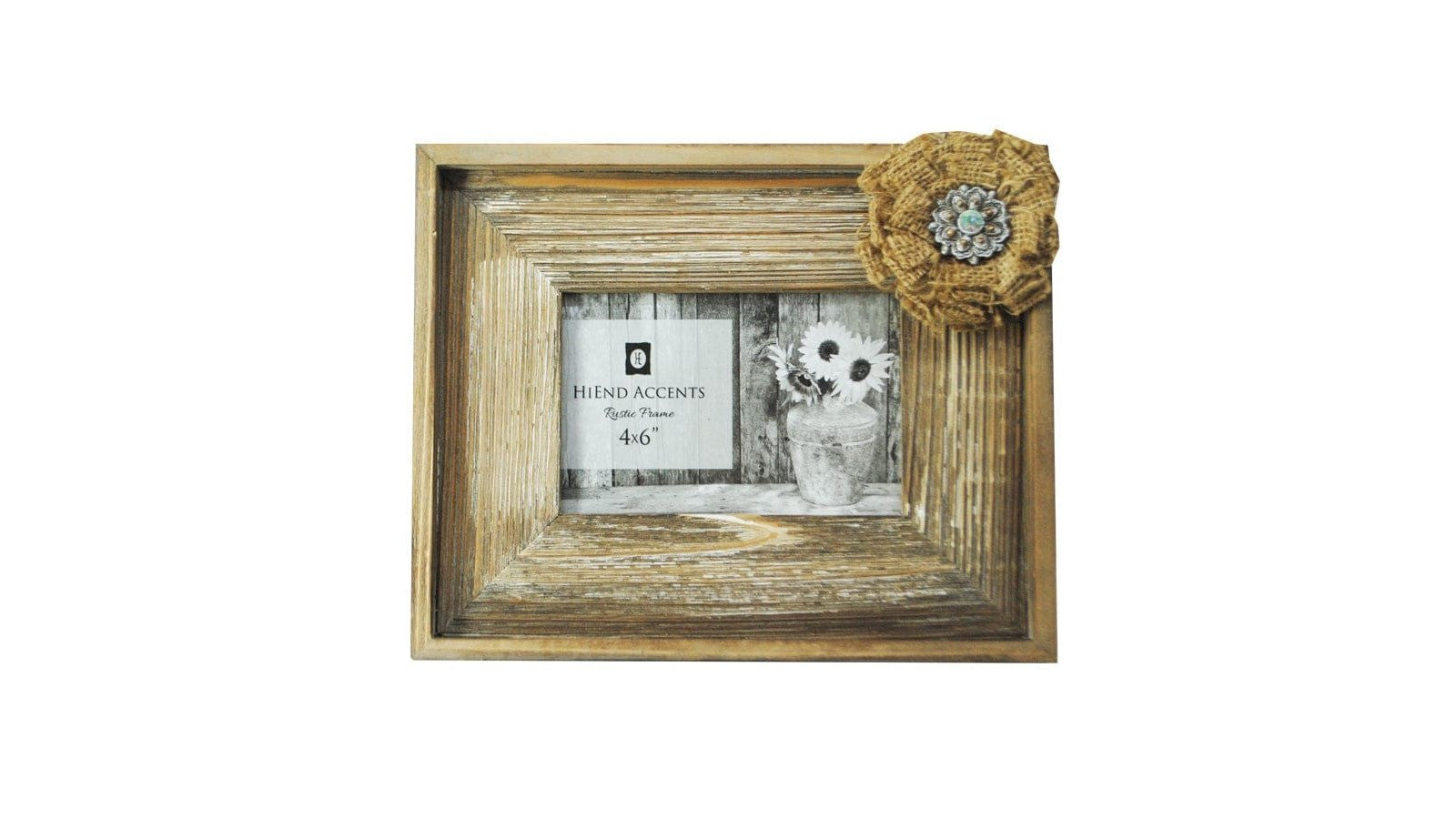 Picture Frame - 4" x 6" Wooden Burlap Bow Picture Frame 4 Per Carton - Multi Color