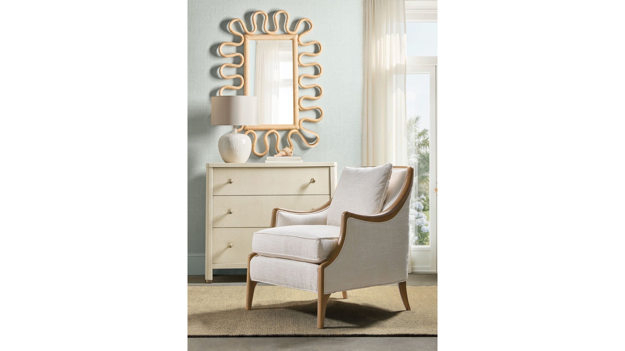 Archives - Raffia Three-Drawer Chest - Beige