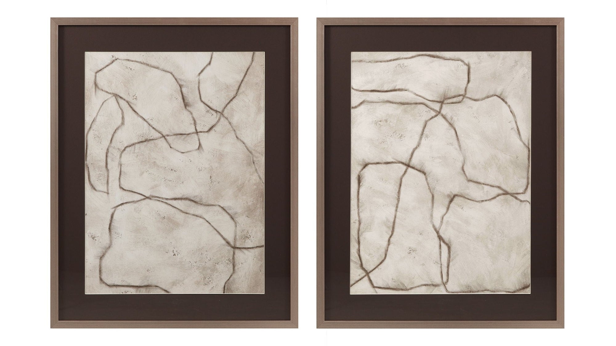 Past And Present Framed Print Set of 2 - Gray, Off White