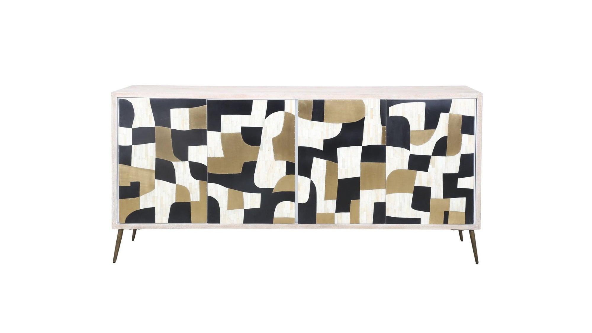 Xander - Server - White Wash Mango / Mosaic Ivory / Brass / Ebony