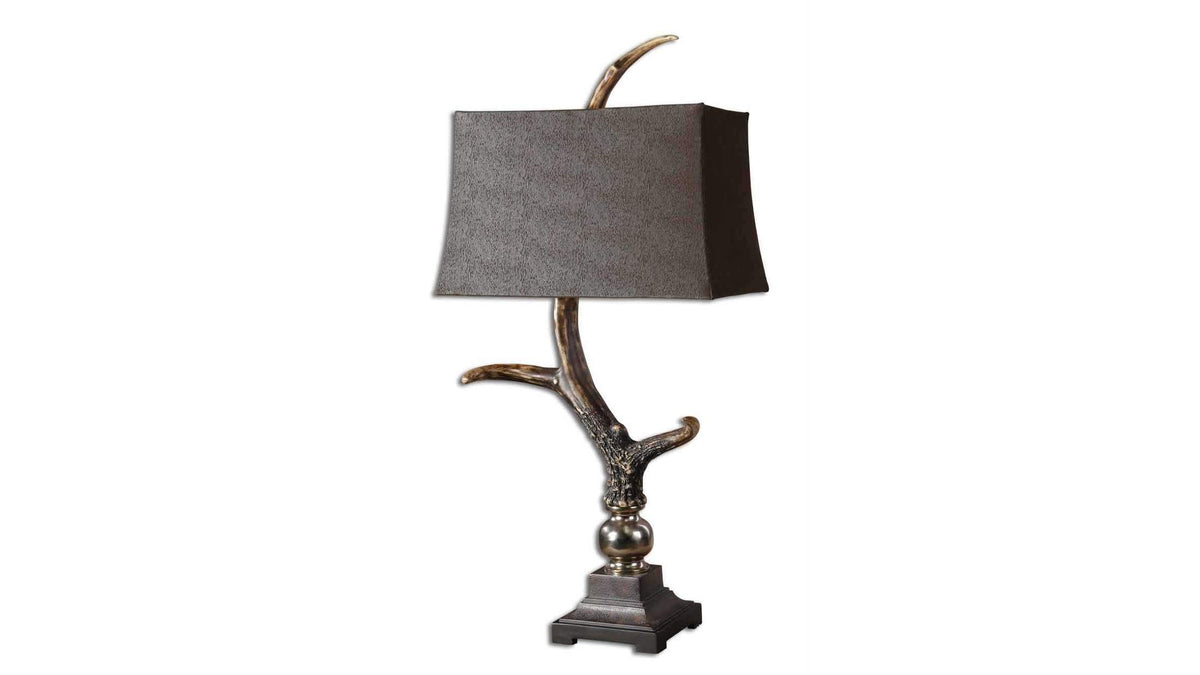 Stag Horn - Dark Shade Table Lamp - Dark Brown
