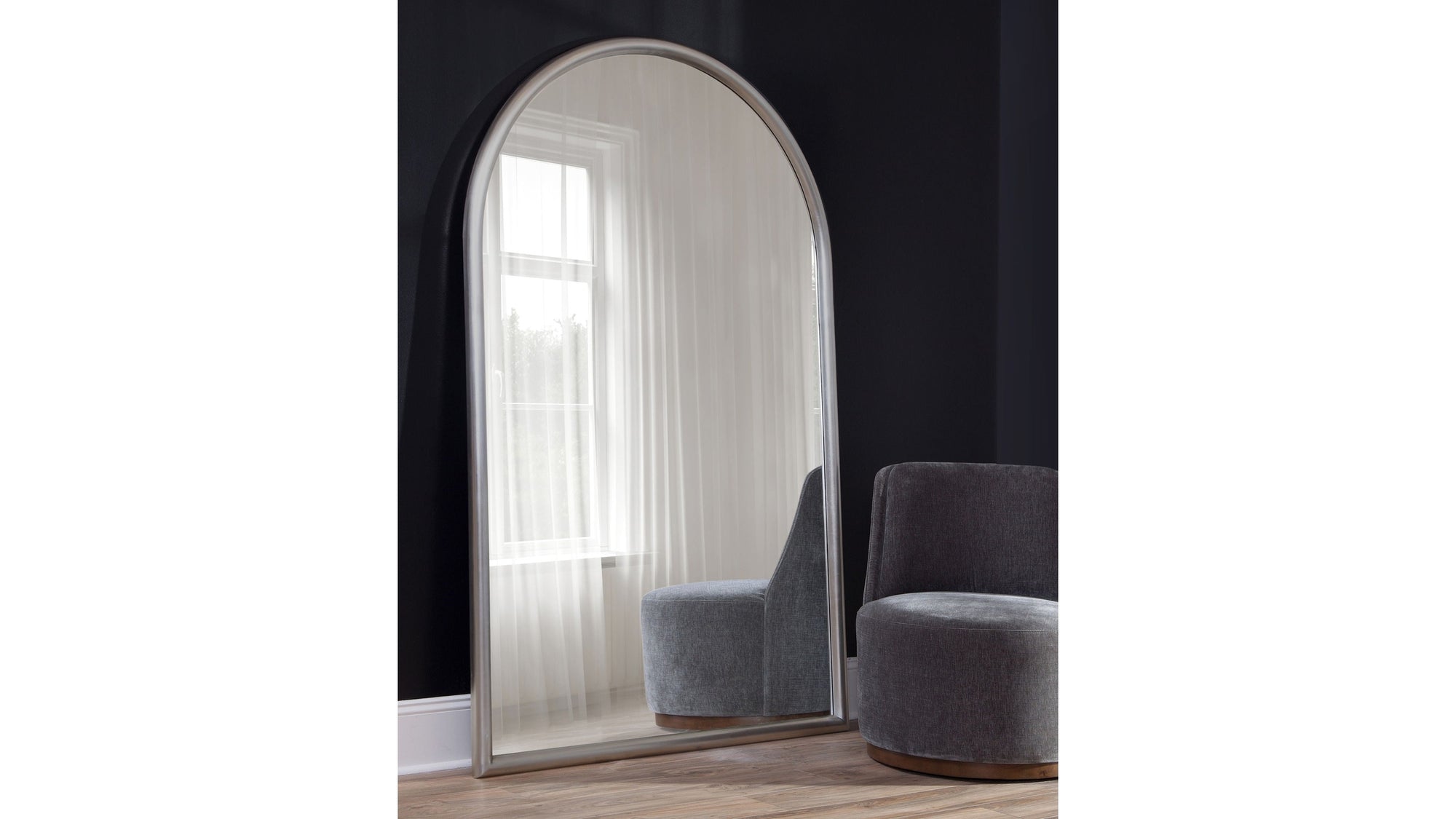 Malia - Floor Mirror - Pearl Silver