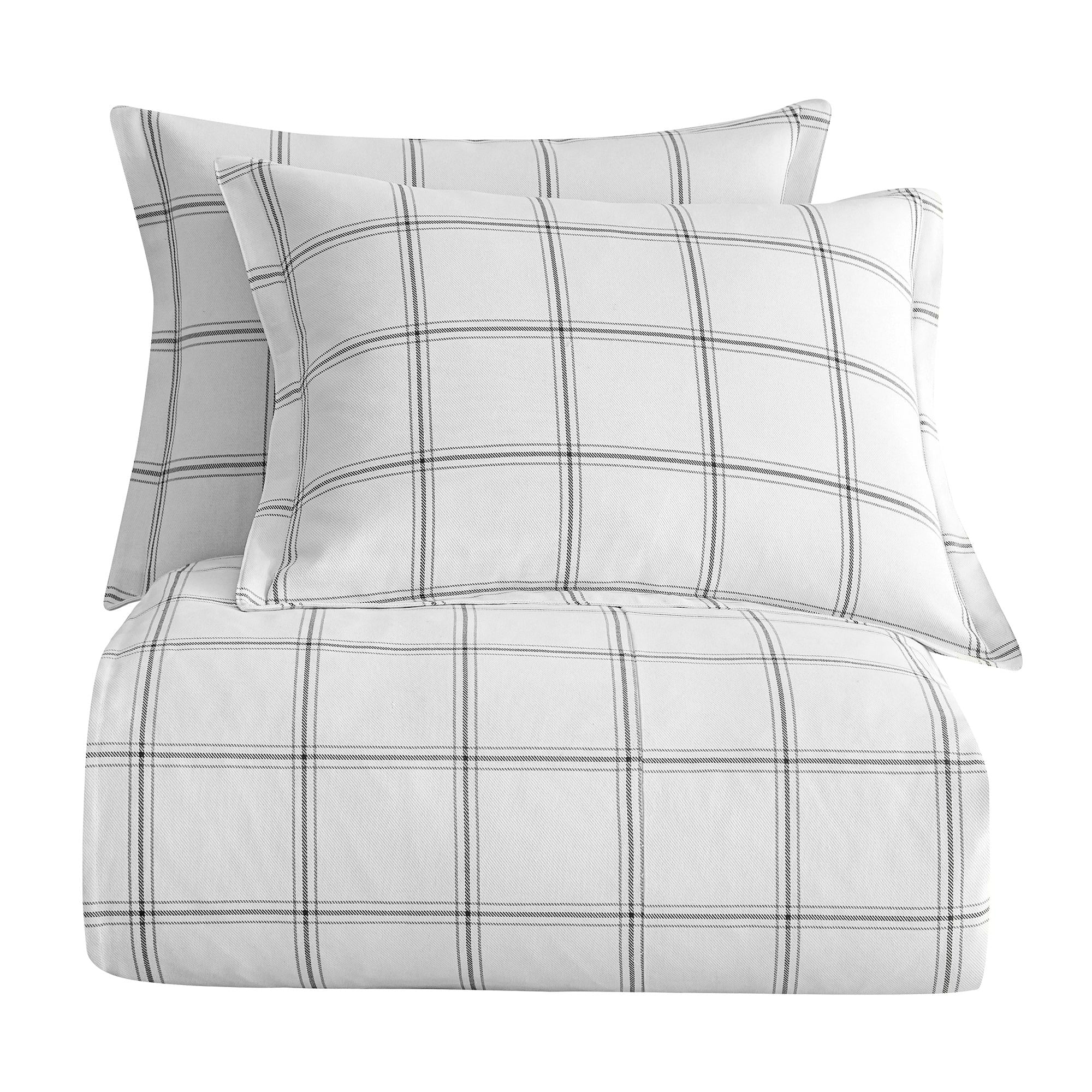 Windowpane - Queen Plaid Comforter Set (Set of 3) - White