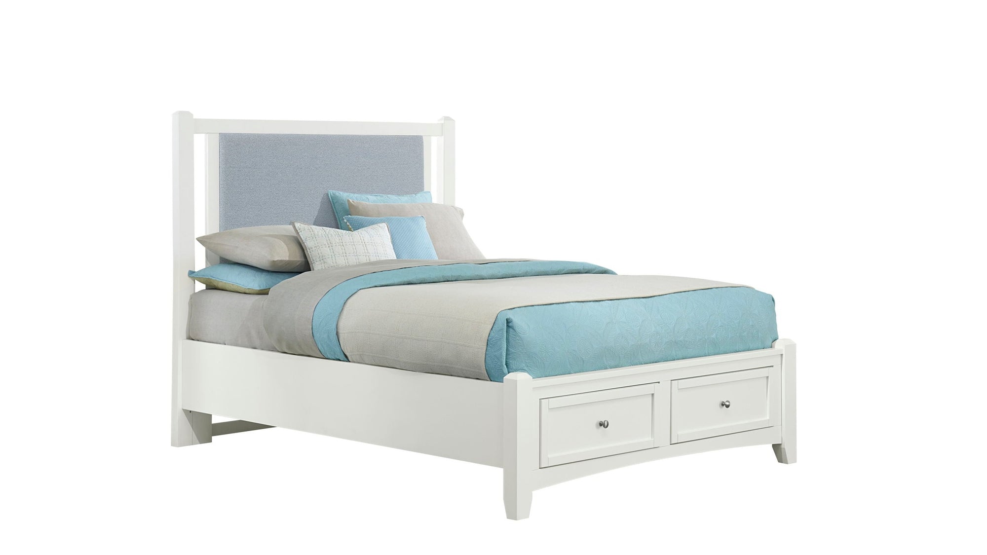 Bonanza - Ocean Blue Linen Upholstered Bed With Storage Footboard