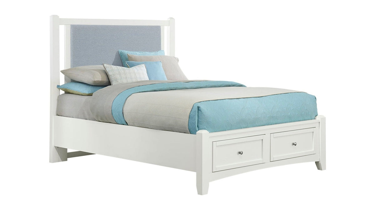 Bonanza - Ocean Blue Linen Upholstered Bed With Storage Footboard