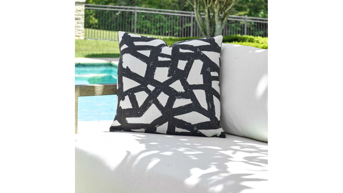 Draft - Outdoor Pillow - Onyx / White