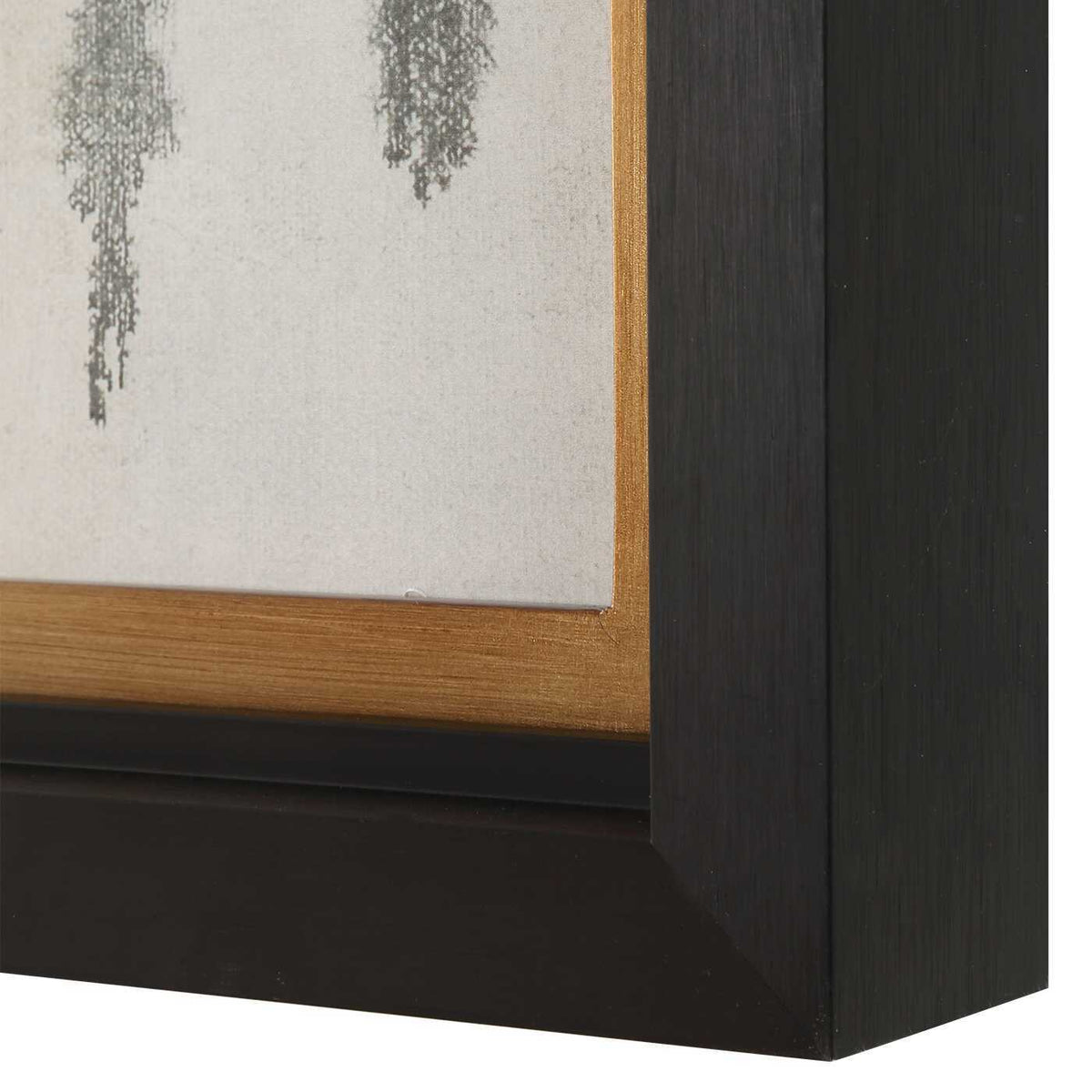 Ancient Story - Framed Abstract Print - Black / Blue / Brass / Gold / Gray / Orange / White / Yellow
