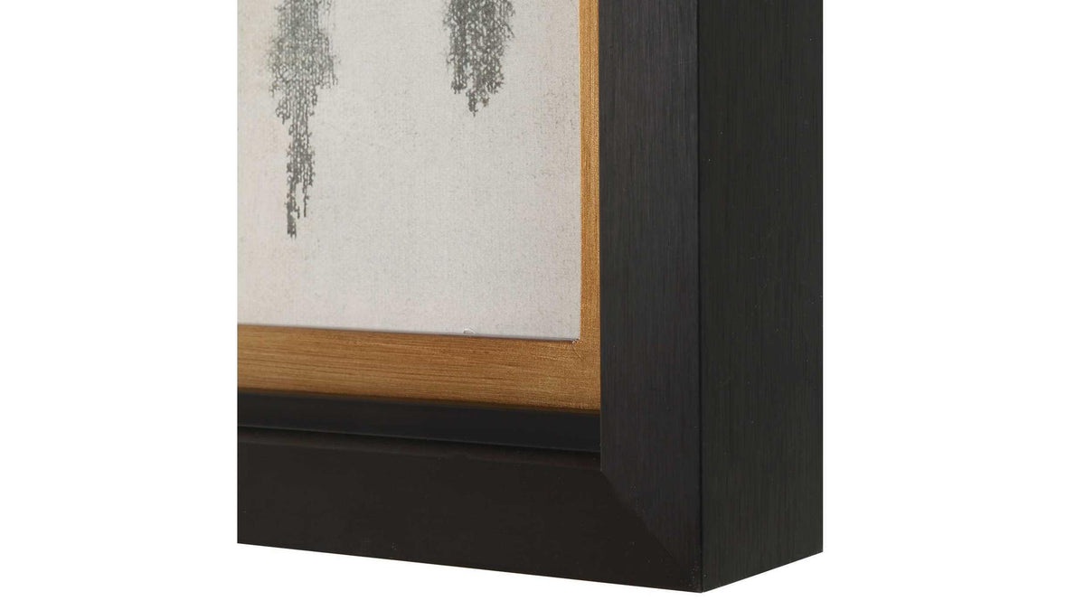 Ancient Story - Framed Abstract Print - Black / Blue / Brass / Gold / Gray / Orange / White / Yellow