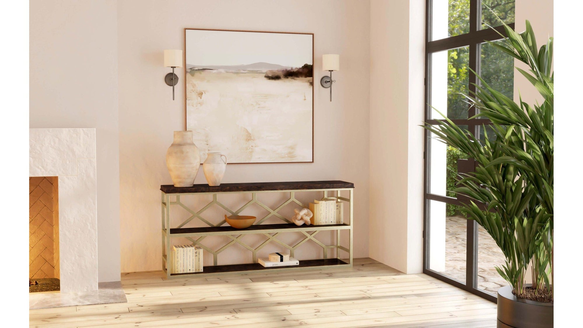 Melange - Giles Console Table - Dark Brown