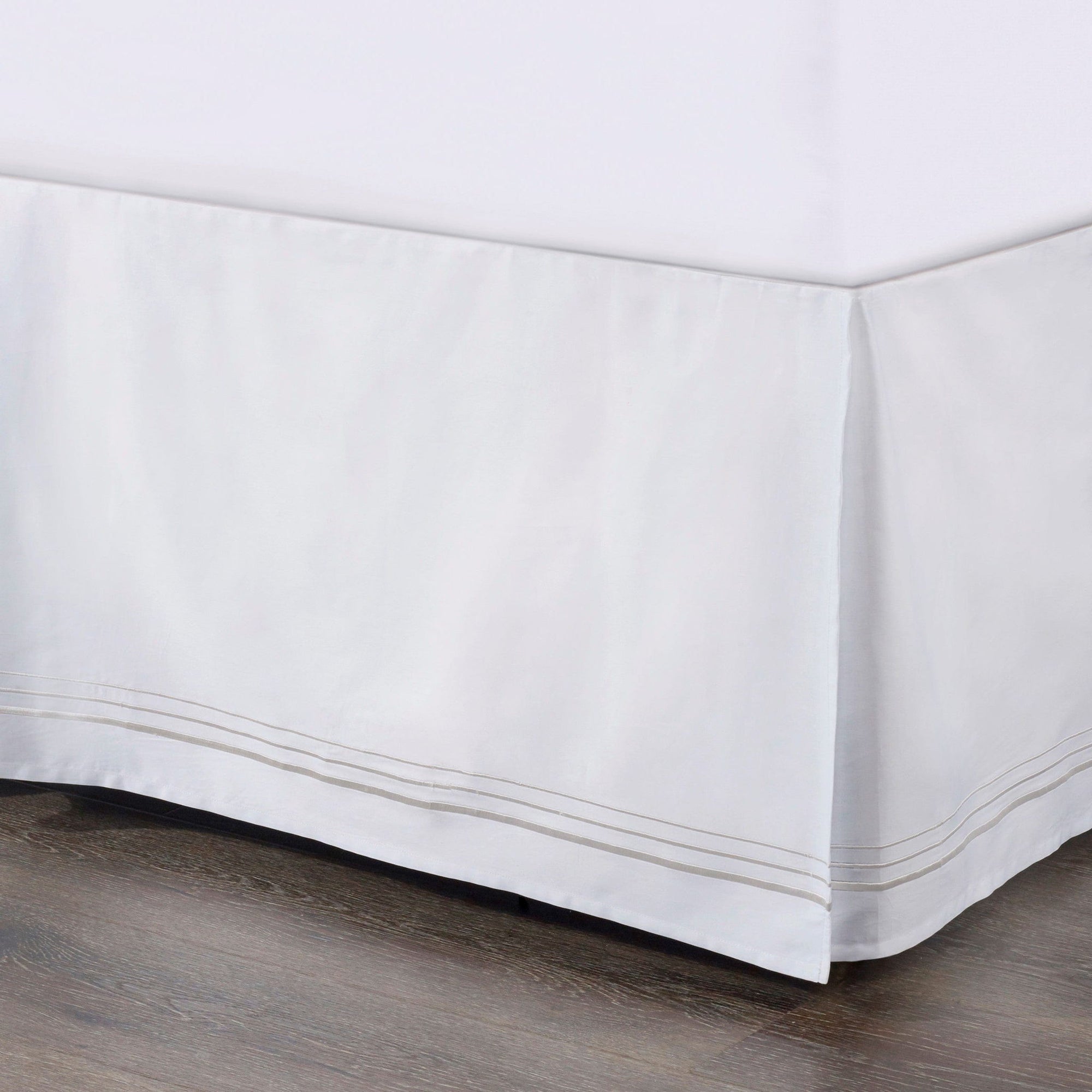 Border Embroidery - King Bed Skirt - White