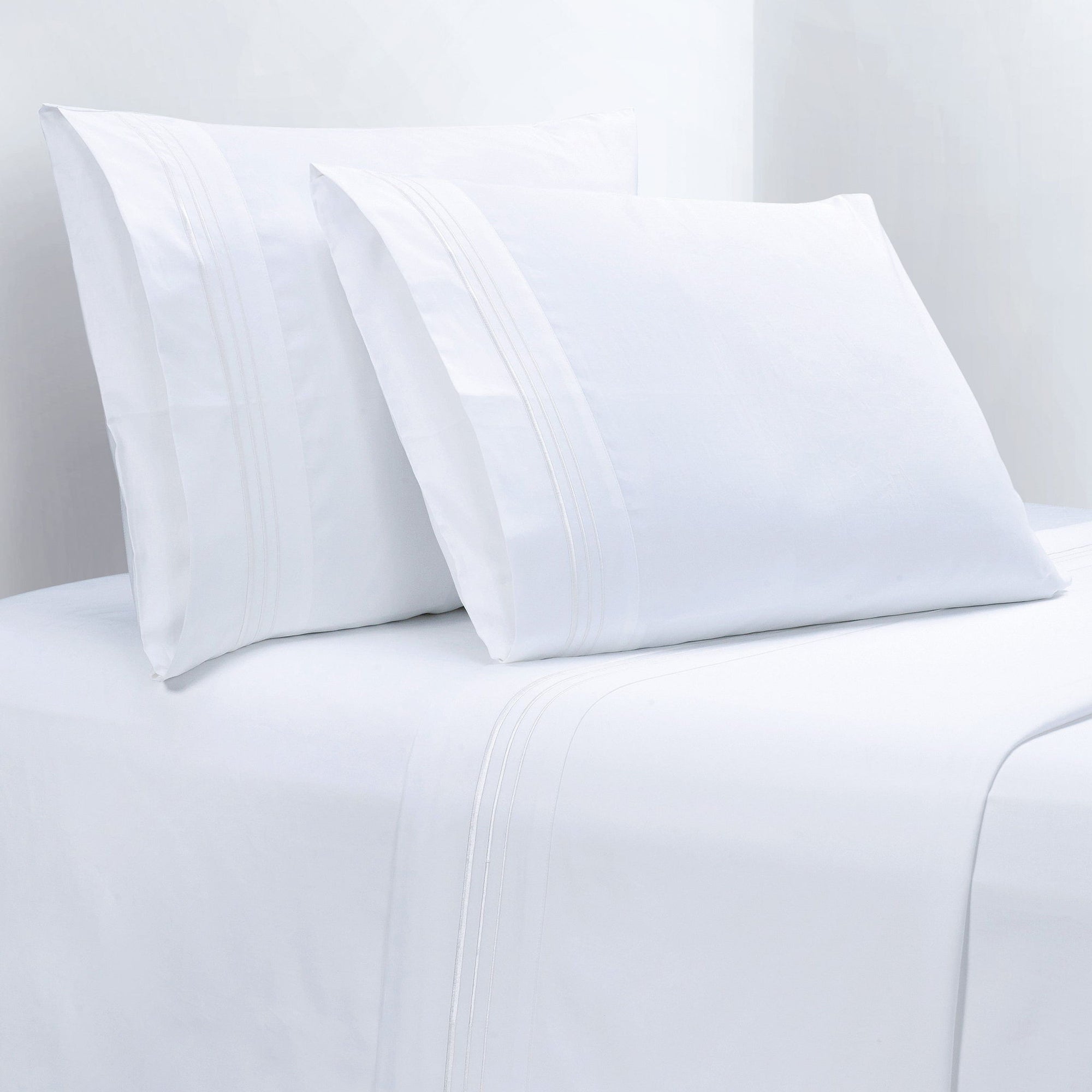 Border Embroidery - Twin Sheet Set (Set of 3) - White