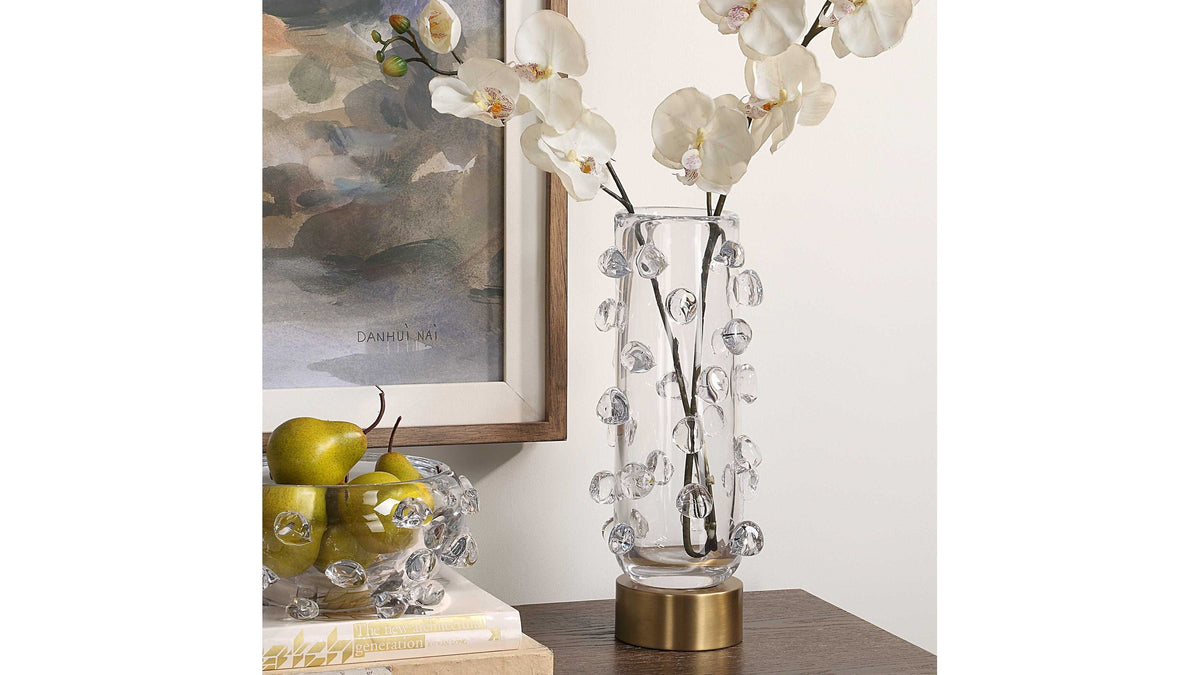 Aura - Clear Glass Vase - White
