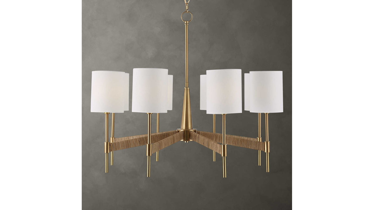 Lautoka - Rattan 8 Light Chandelier - Light Brown
