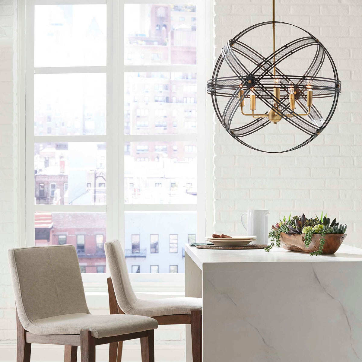 Spherical - 5 Light Pendant - Black