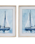 Lone Sailboat I Framed Print - Blue