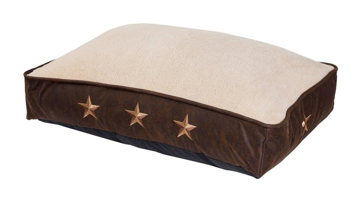 Rustic Star - Embroidered Star Dog Bed, 2 Per Carton - Tan / Brown