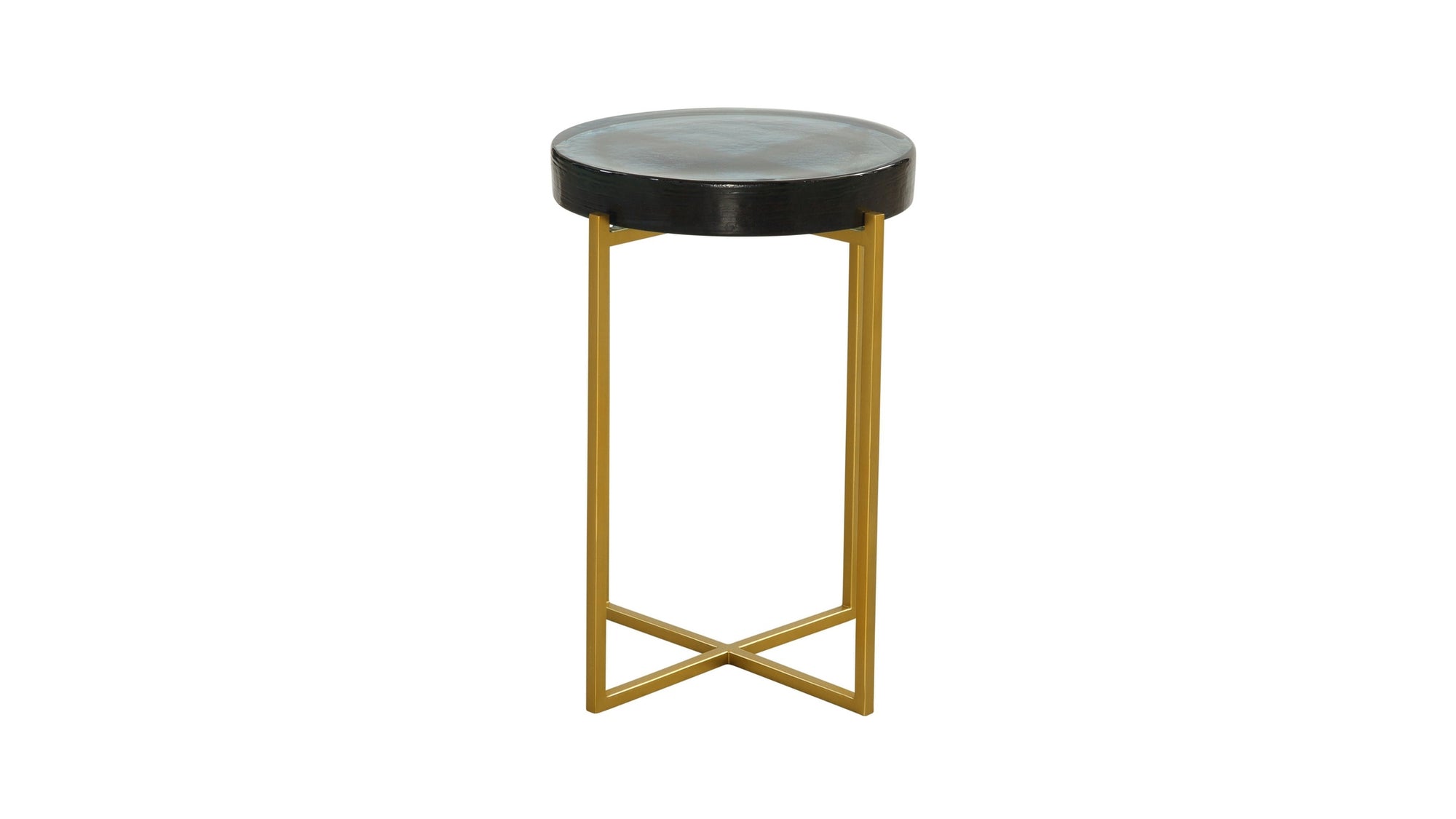 Marilee - Accent Table - Deep Blue / Sleek Brushed Gold