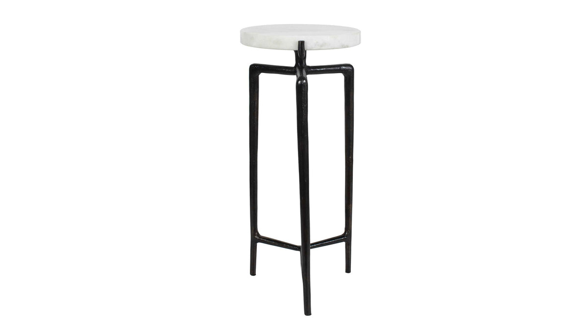 Tobias - Marble Slab Drink Table - Bronze / White