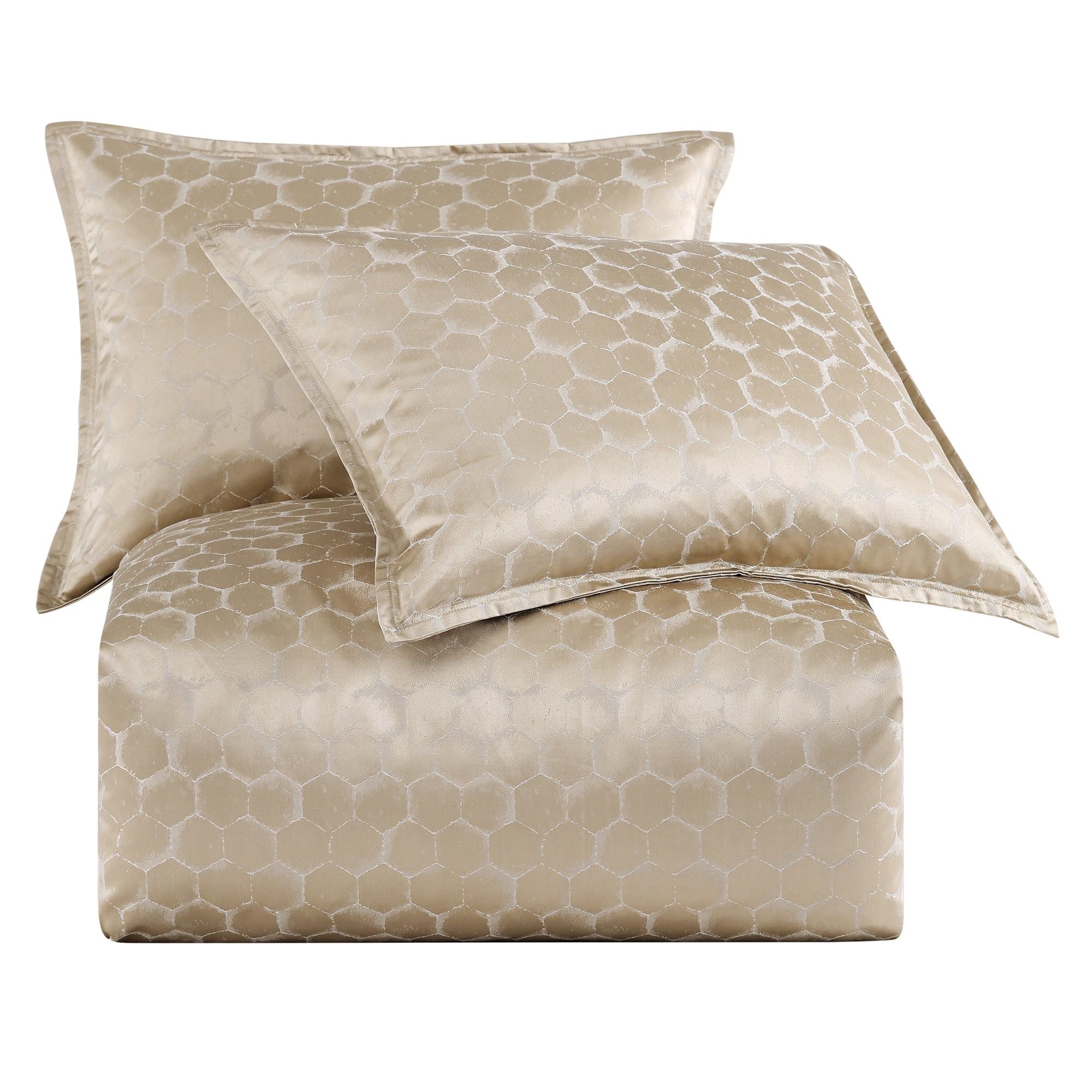 Honeycomb - King Jacquard Comforter Set (Set of 3) - Light Gold