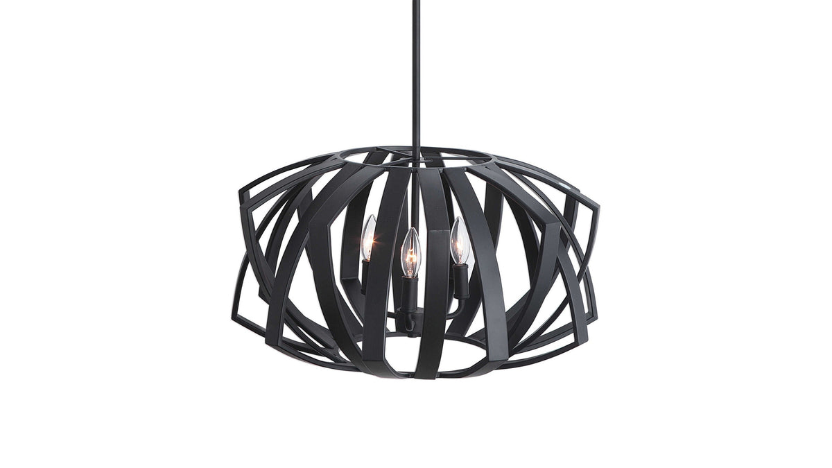 Thales - Geometric 3 Light Pendant - Black