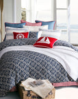 St. Clair - Queen Bedding Set (Set of 4) - Navy / White
