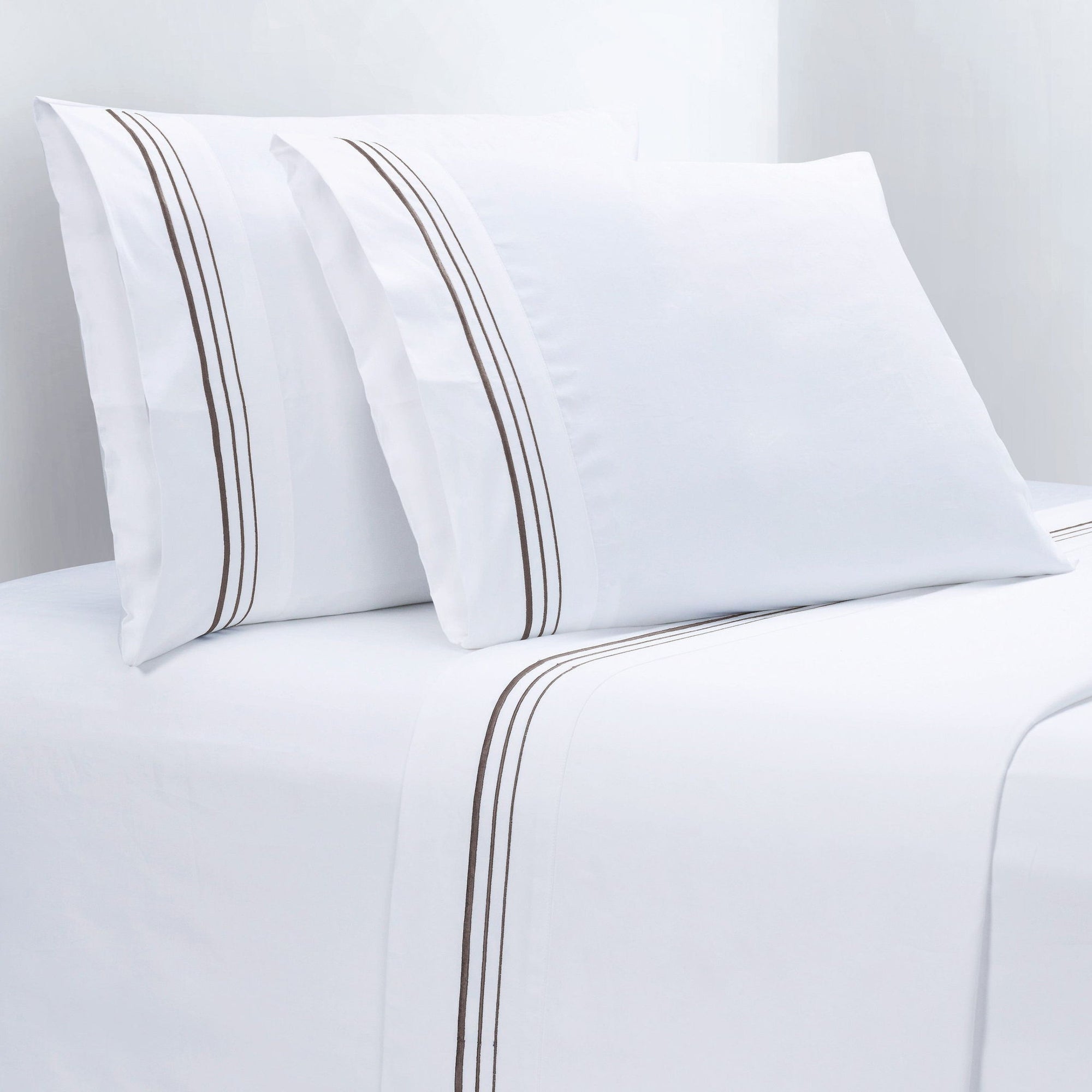 Border Embroidery - King Sheet Set (Set of 4) - Gray