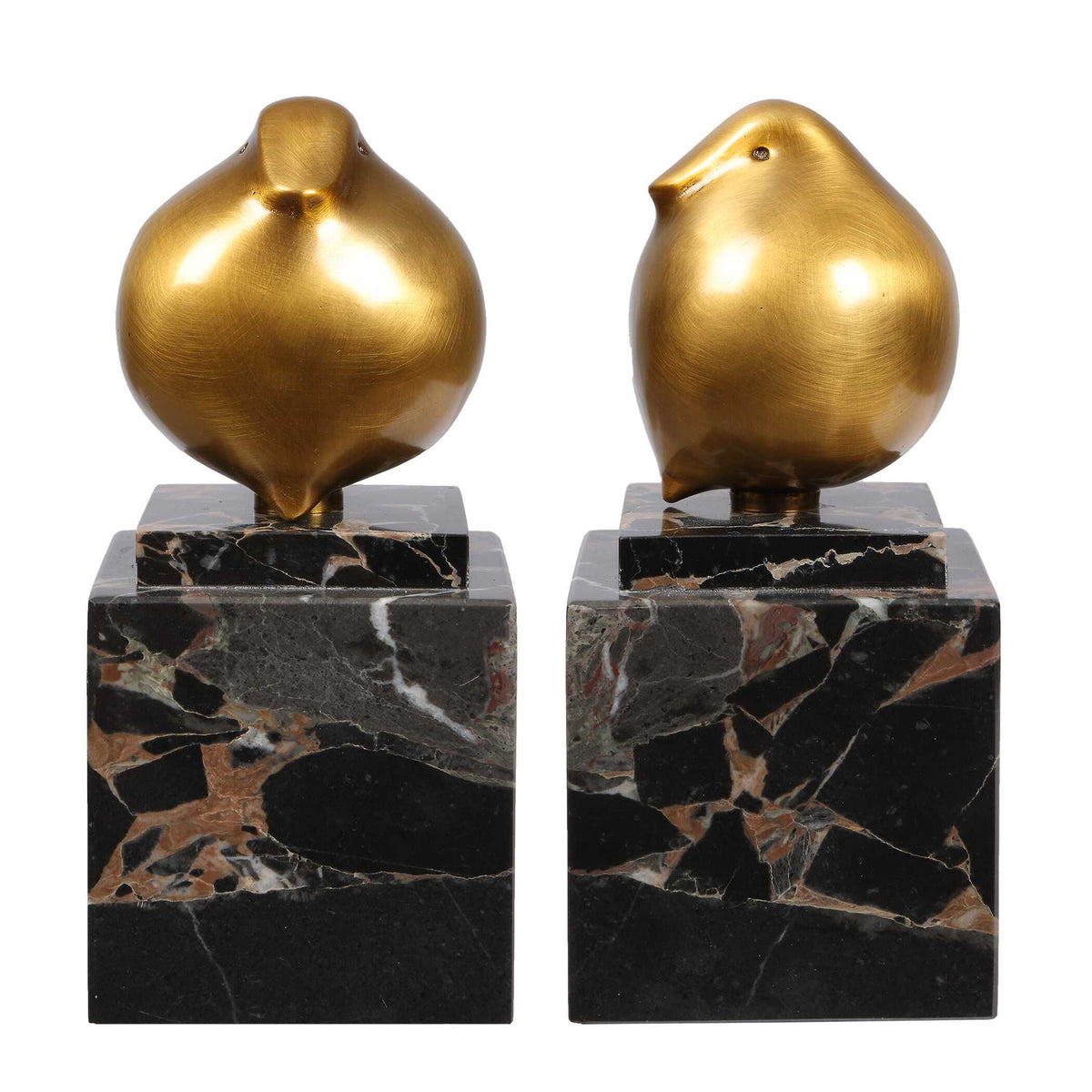 Golden Finch - Bird Figurines (Set of 2) - Black / Brass