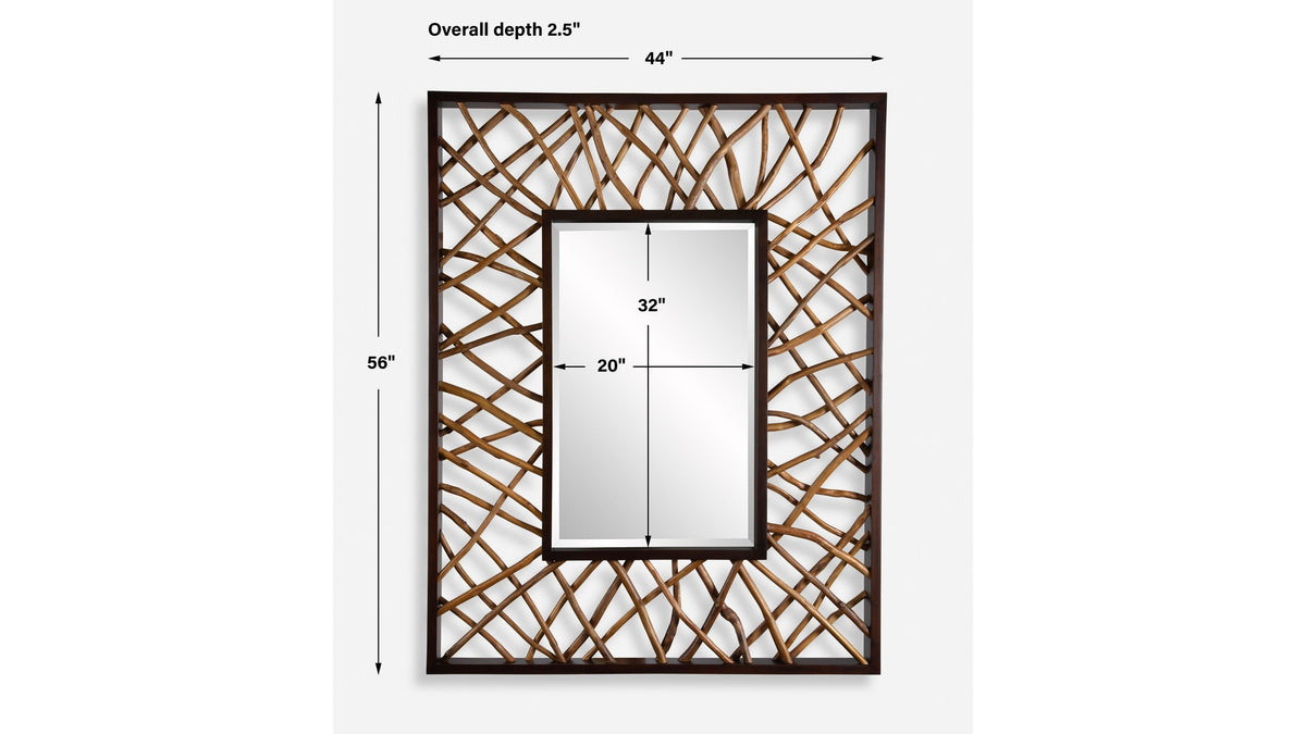 Teak Maze - Rectangle Mirror