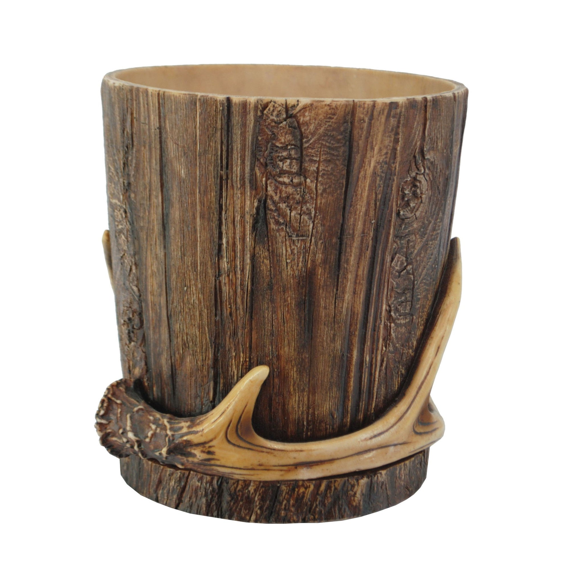 Antler Bath - Antler &amp; Tree Bark Wastebasket, 2 Per Carton - Brown