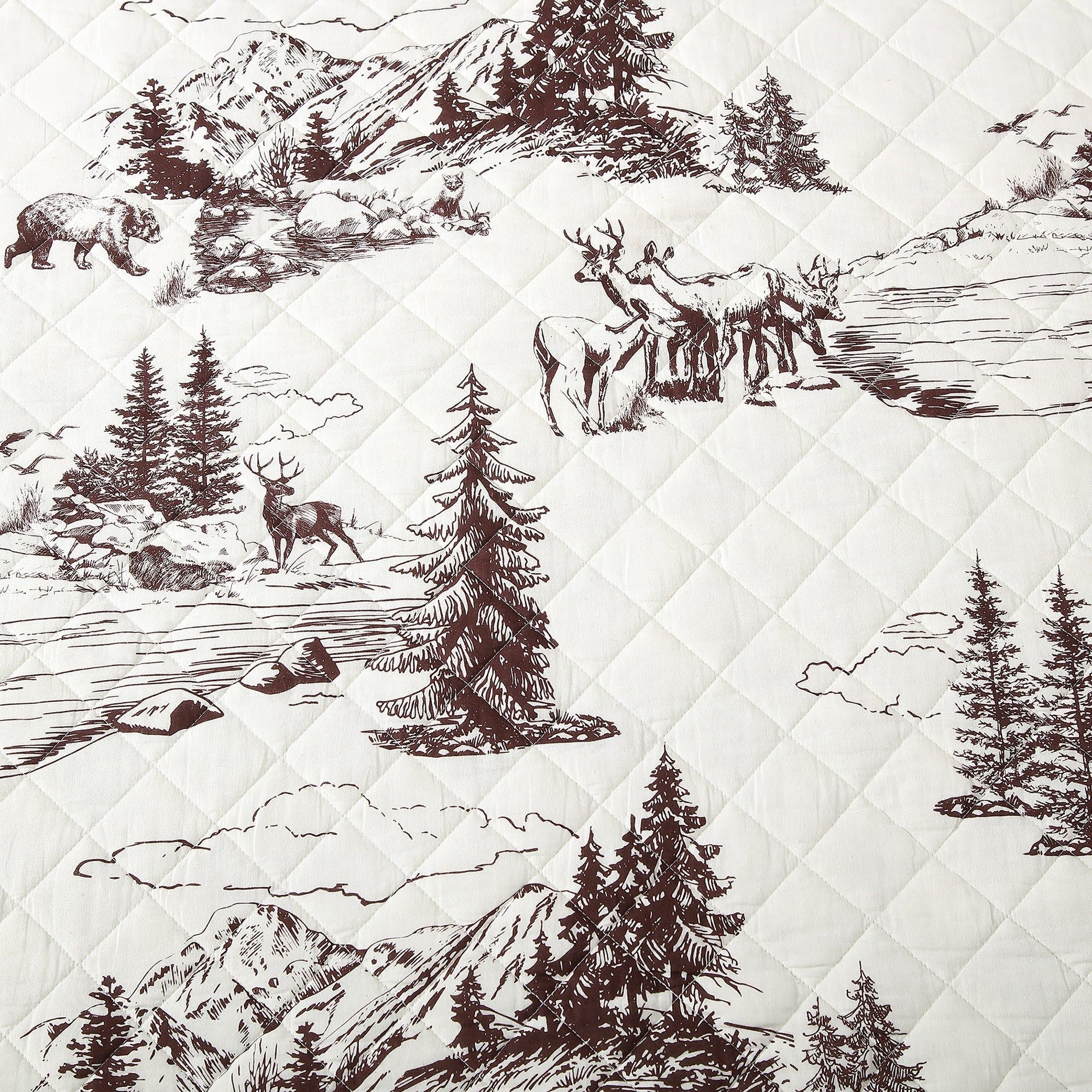 White Pine - Full/Queen Reversible Quilt Set (Set of 3) - White