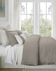 Hera - Queen Washed Linen Flange Duvet Cover - Taupe