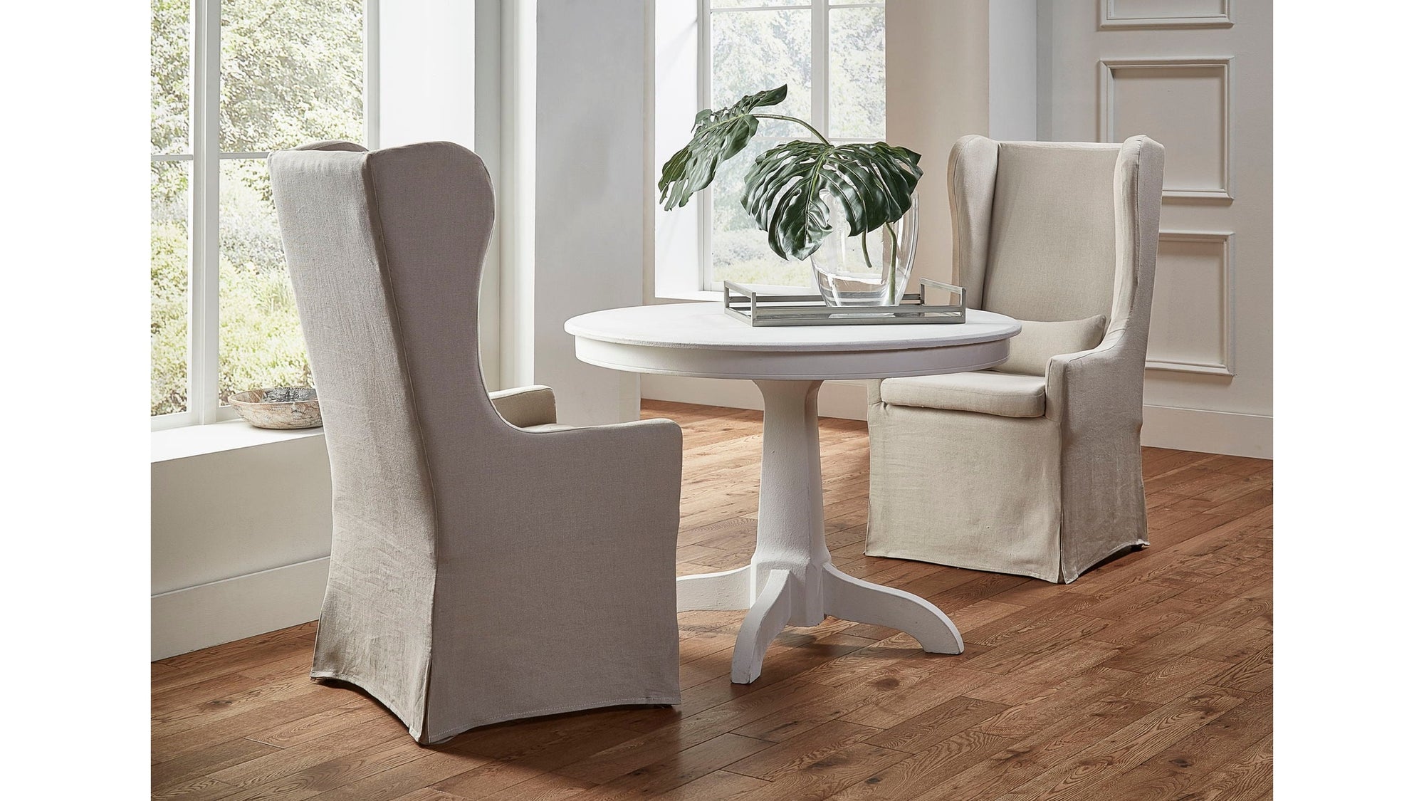 Highback Linen Host Chair Set of 2 - Gray