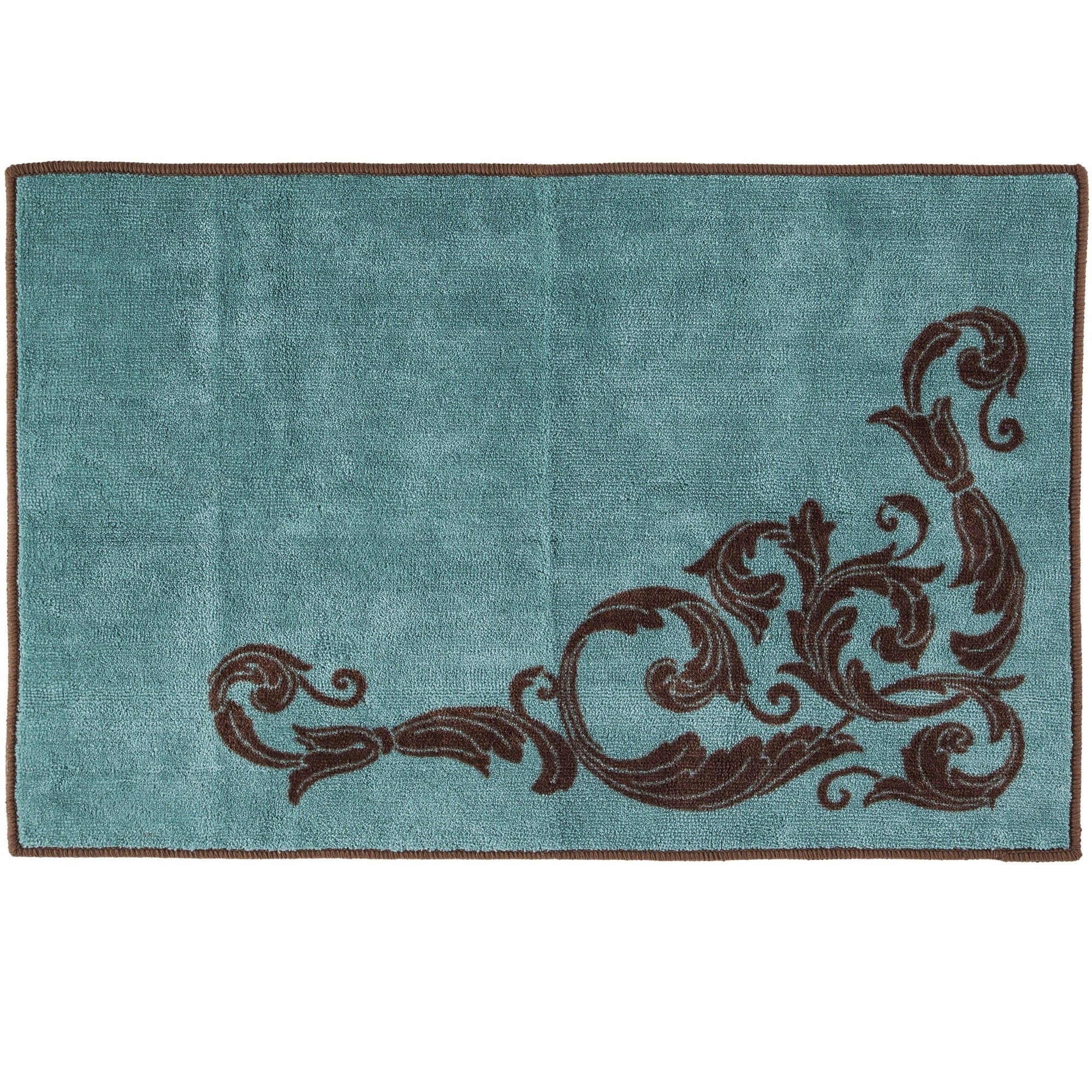 Wyatt - Scrollwork Rug 2 Per Carton - Turquoise / Brown