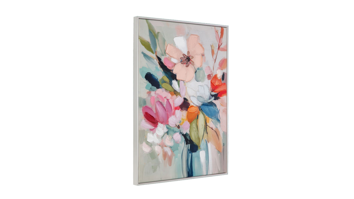 Spring Bouquet Framed Canvas - Pink