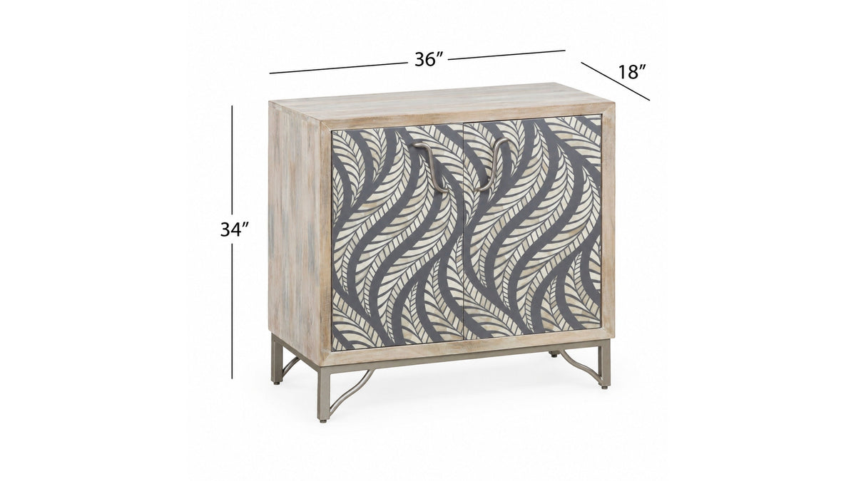 Leia - Bar Cabinet - White Mango / Ivory Bone / Gray