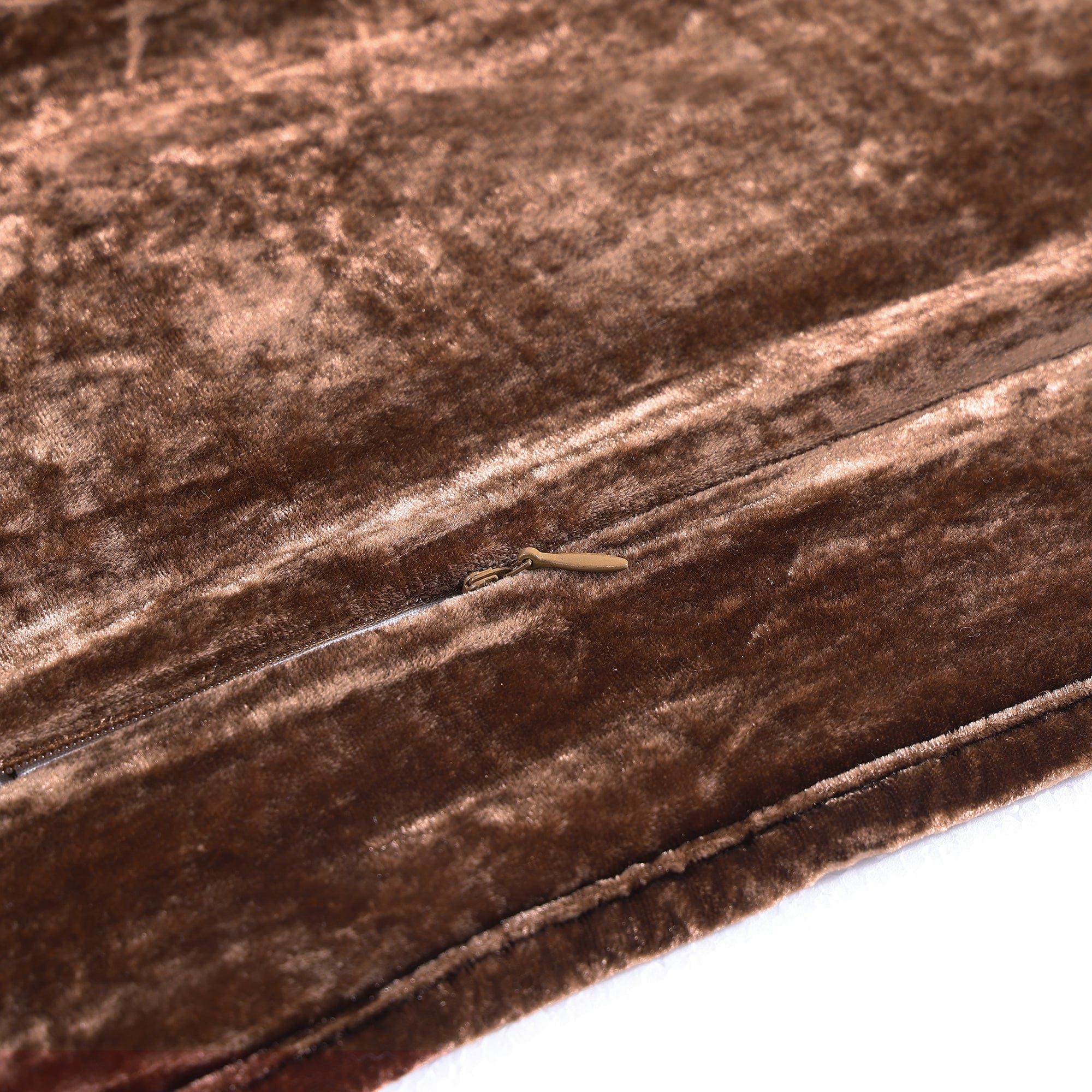 Stella - Full/Queen Faux Silk Velvet Double Box Stitch Quilt Set (Set of 3) - Copper Brown